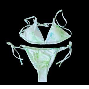 ZAFUL Forever Young 2 Pcs Bikini Swimsuit Womens Size LARGE / 8 US Green Tie Die